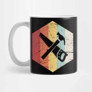 Retro Vintage Saw And Hammer | Carpenter Icon Mug